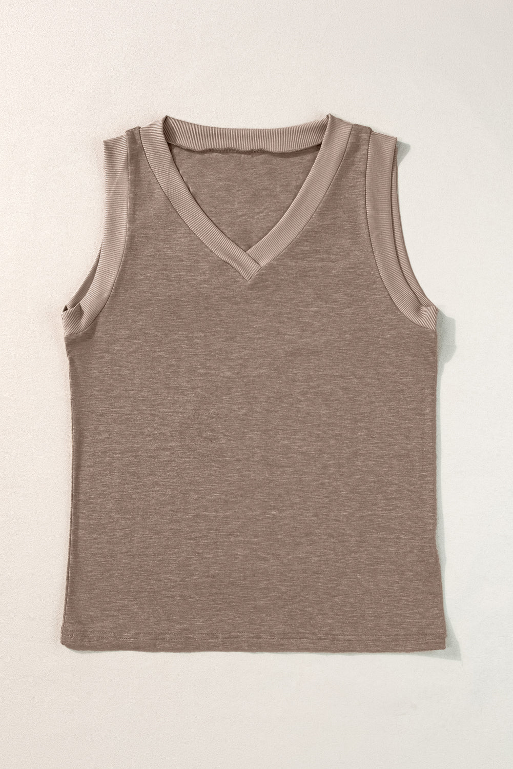 Mist Green Ribbed V Neck Tank