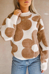 Big Flower Pattern Knit Sweater