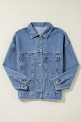 Washed Oversize Pocketed Denim Jacket