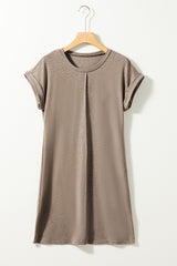 French Center Seam Rolled Cuffs T-shirt Dress