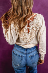 Lace-up Crochet Open Back Ribbed Top