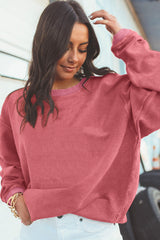 Apricot Ribbed Corded Oversized Sweatshirt