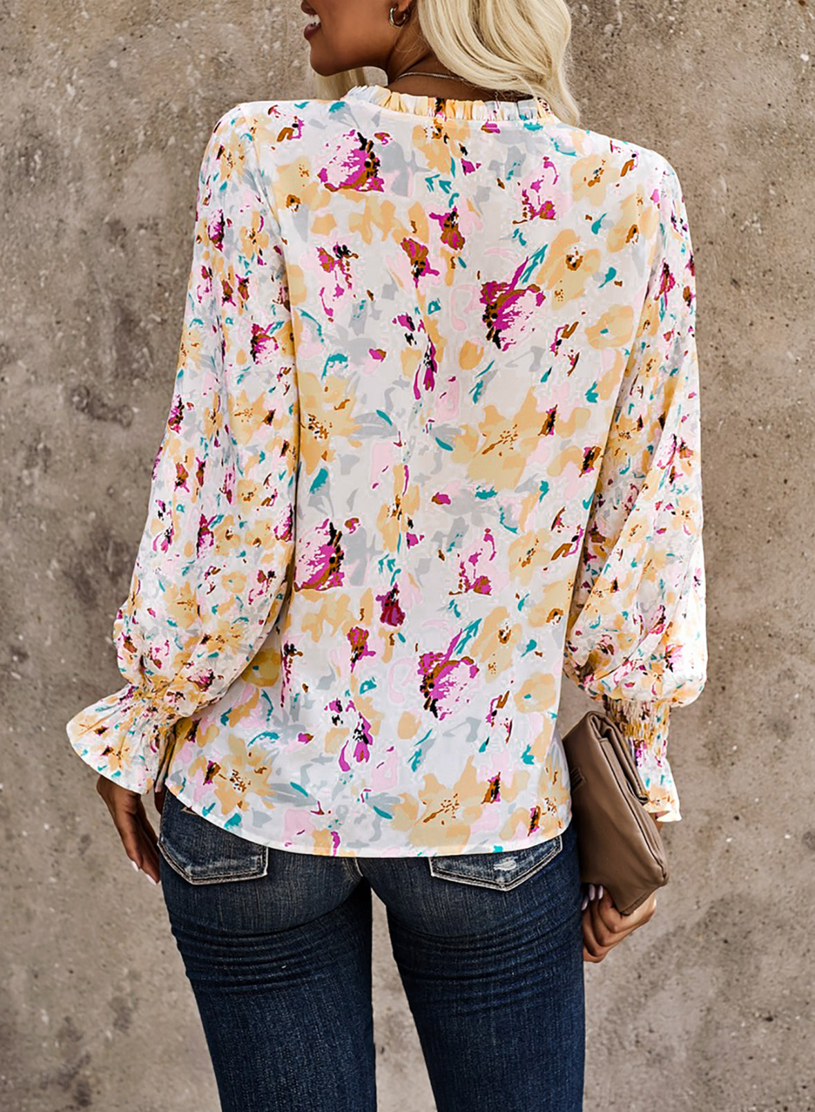 Multicolor Floral Smocked Blouse