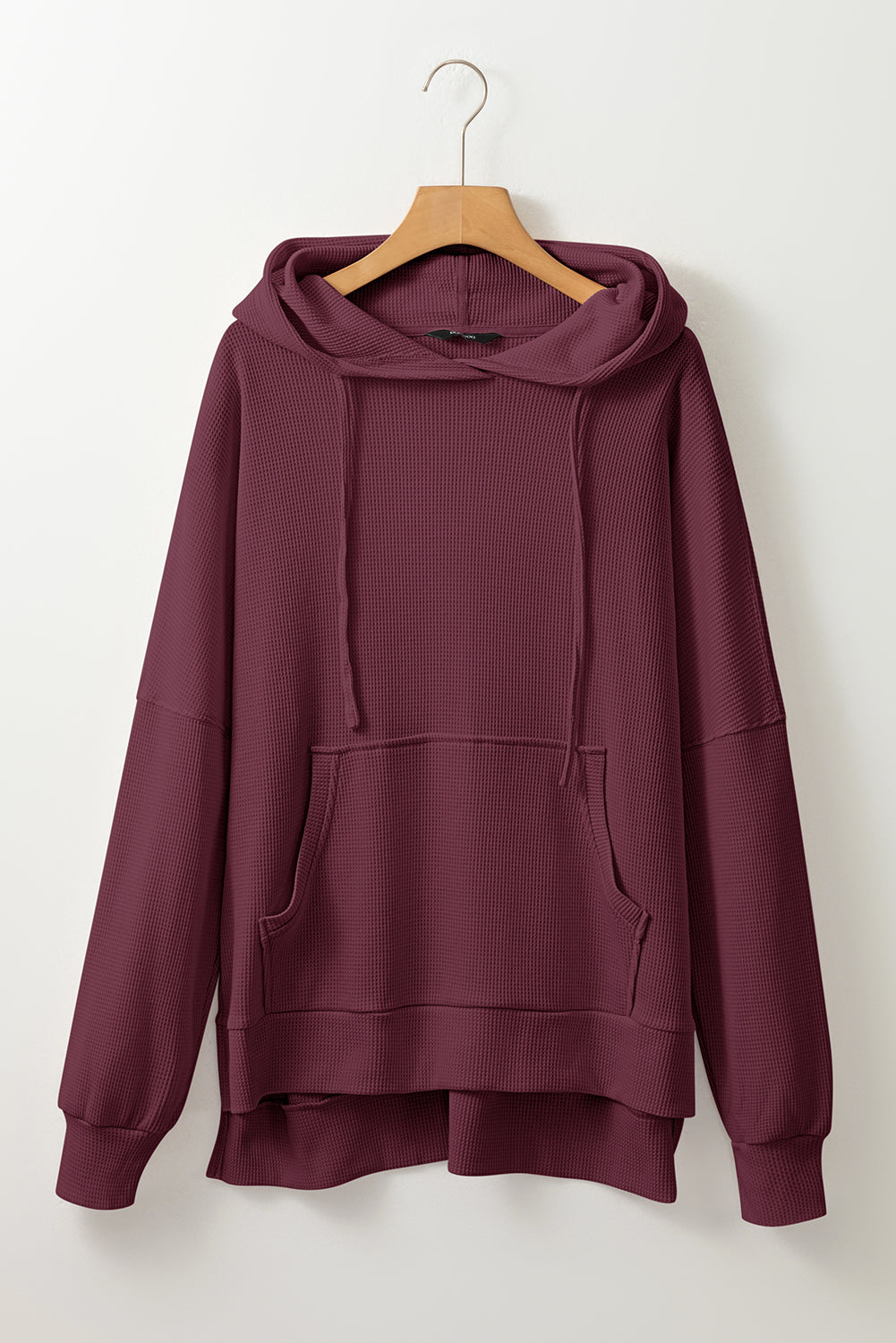 Waffle Knit Fleece Lined High Low Oversized Hoodie