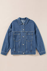 Washed Oversize Pocketed Denim Jacket