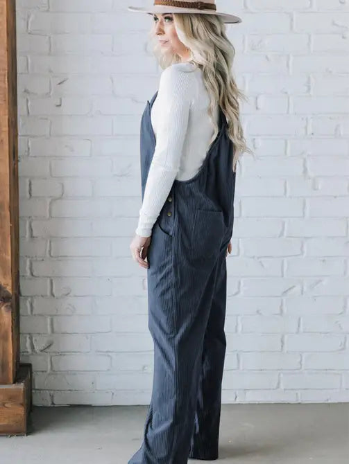 Loose Fit Corduroy Overall with Pockets