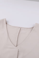 Apricot V Neck 3/4 Sleeve High Low Hem Shirt