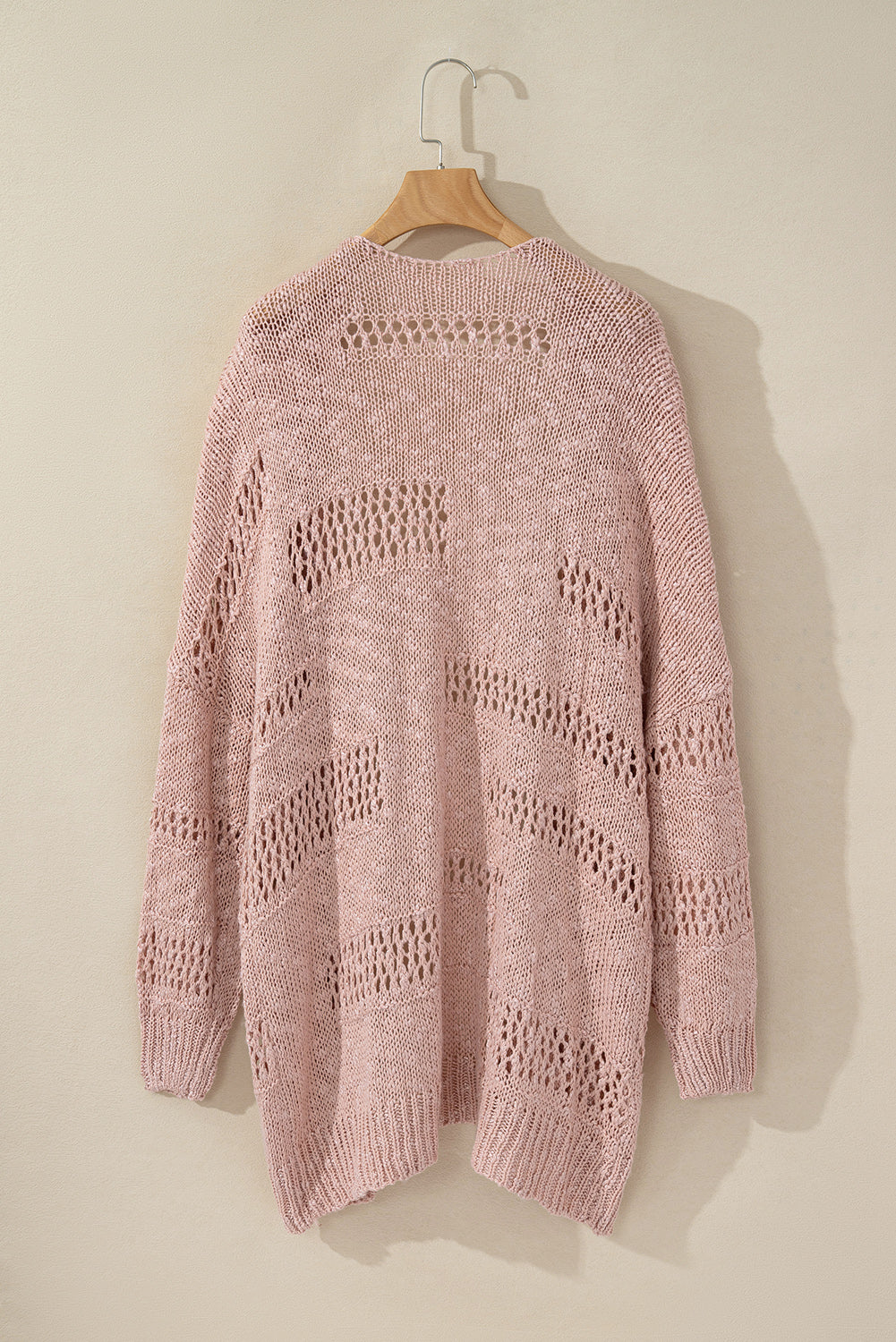 Apricot Casual Hollowed Knit Dolman Sleeve Cardigan