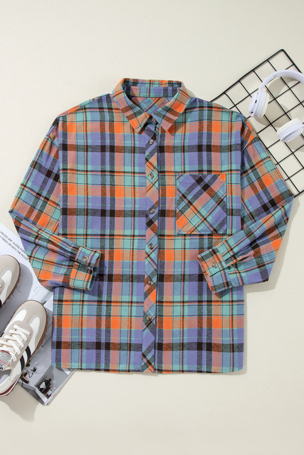 Women's Plaid Print Loose Vintage Shirt