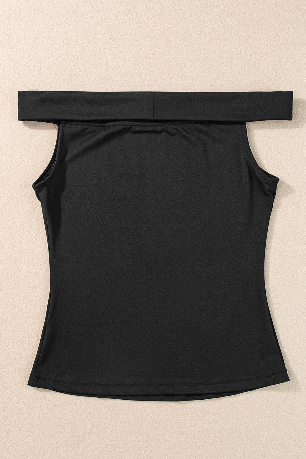 Solid Colo Folded Off Shoulder Slim Top