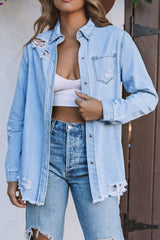 Fade Blue Ripped Denim Jacket