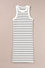 Stripe Ribbed Knit Tank Mini Dress