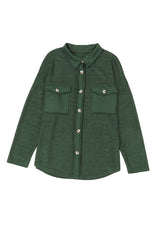 Green Contrast Flap Pockets Relaxed Shacket