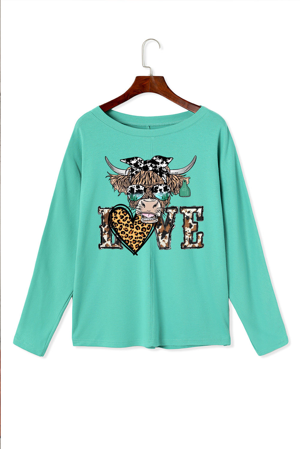 Date Night Heart Leopard Patchwork Long Sleeve Knit Top