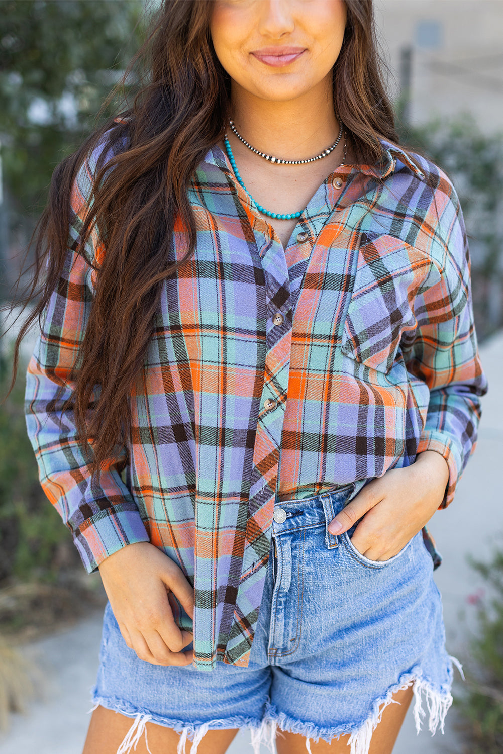 Women's Plaid Print Loose Vintage Shirt