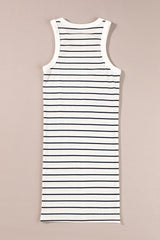 Stripe Ribbed Knit Tank Mini Dress