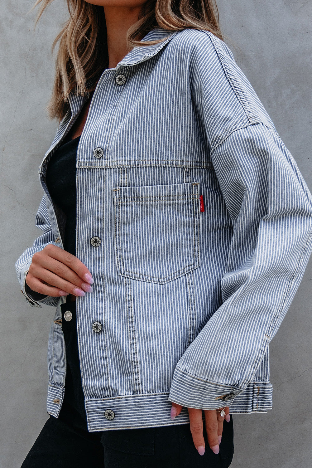 Washed Oversize Pocketed Denim Jacket