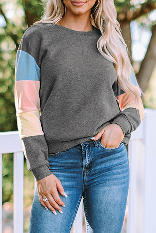 Colorblock Long Sleeve Pullover Sweatshirt