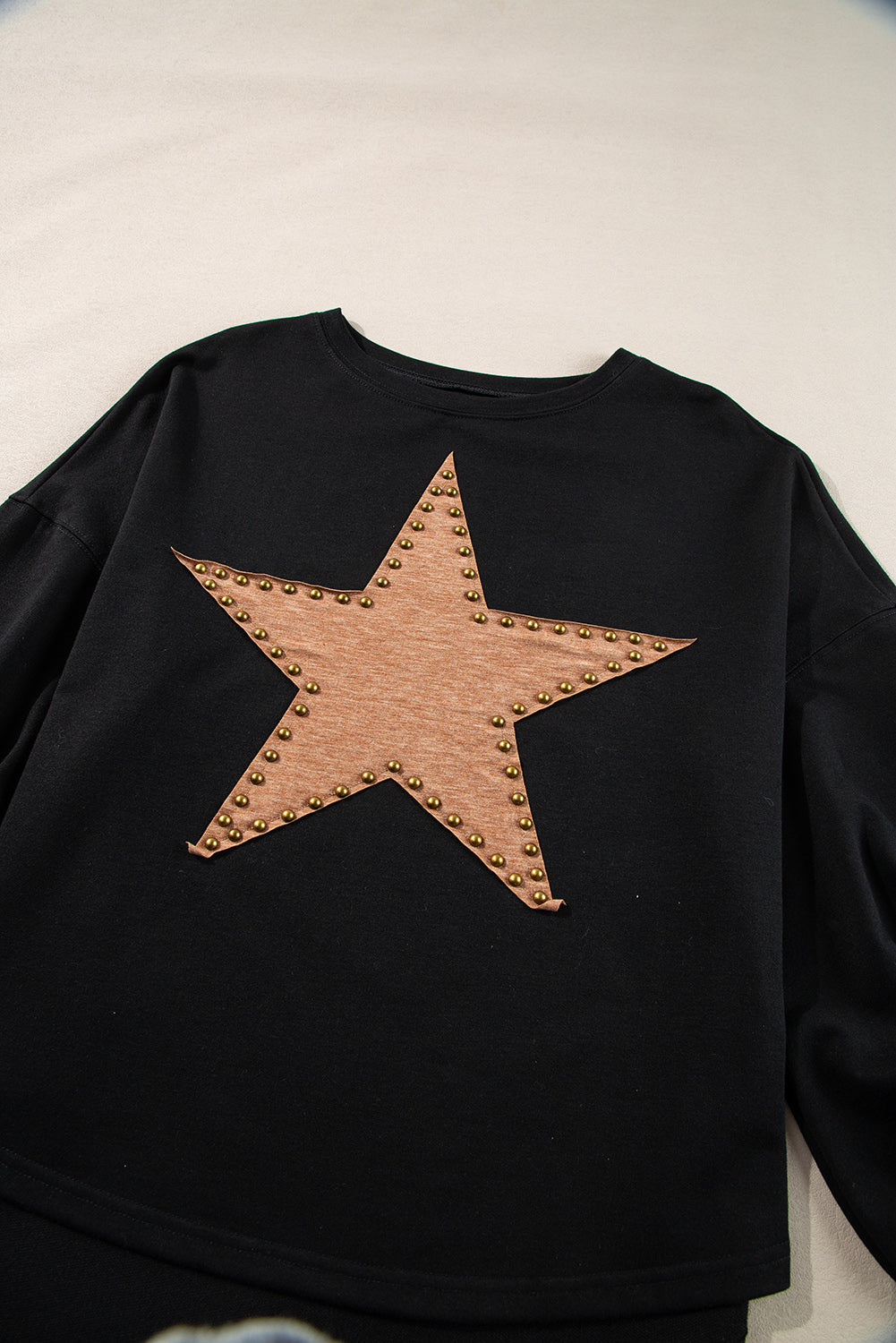 Studded Star Graphic Oversized Long Sleeve Top