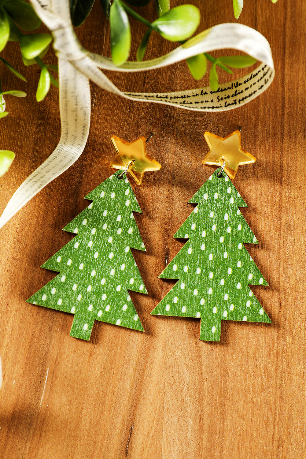 Polka Dot Print Christmas Dangle Earrings