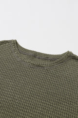 Waffle Knit High Slits Oversized Top