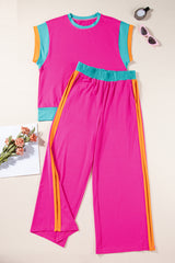 Multicolor Color Block Detail Casual Two-piece Set