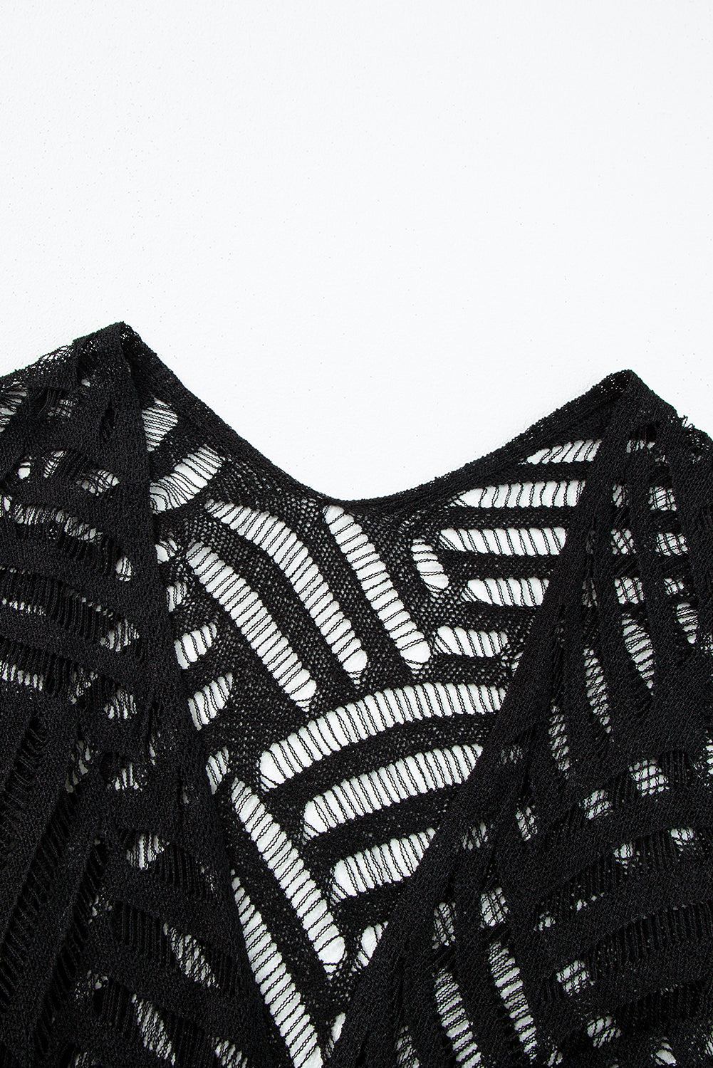 Black Loose Knitwear Kimono with Slits