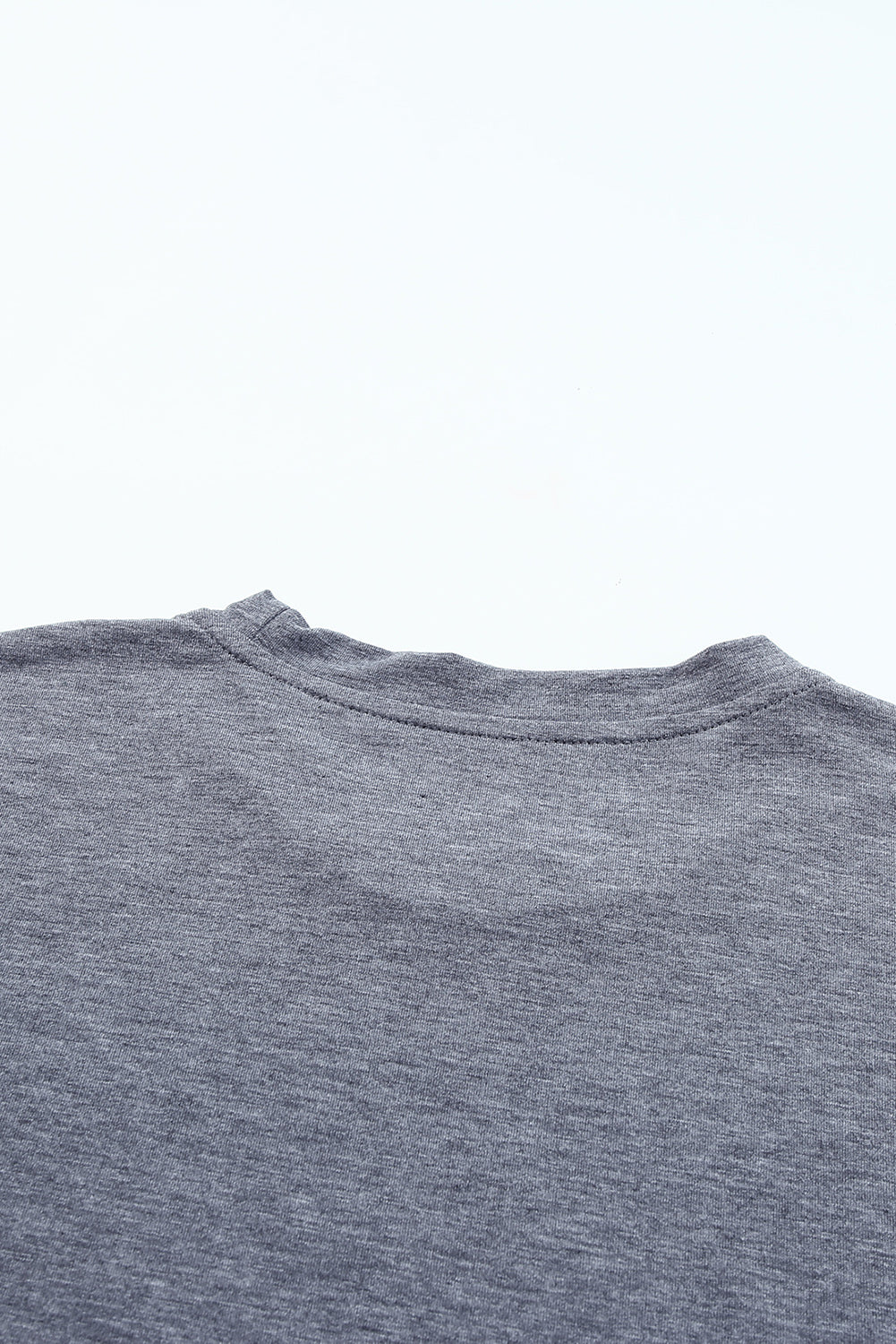 Gray Solid Color Crew Neck Tee