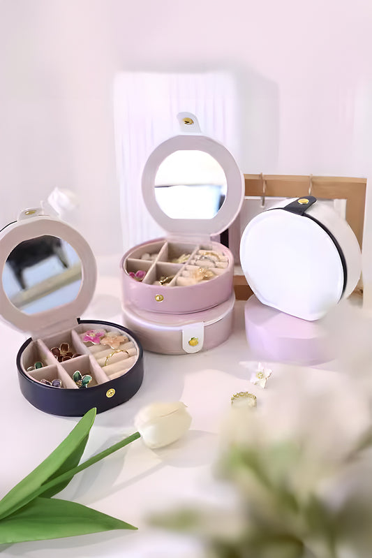 Light Pink Jewelry Organizer Cases with Mirror