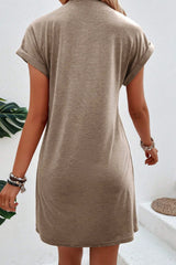 French Center Seam Rolled Cuffs T-shirt Dress