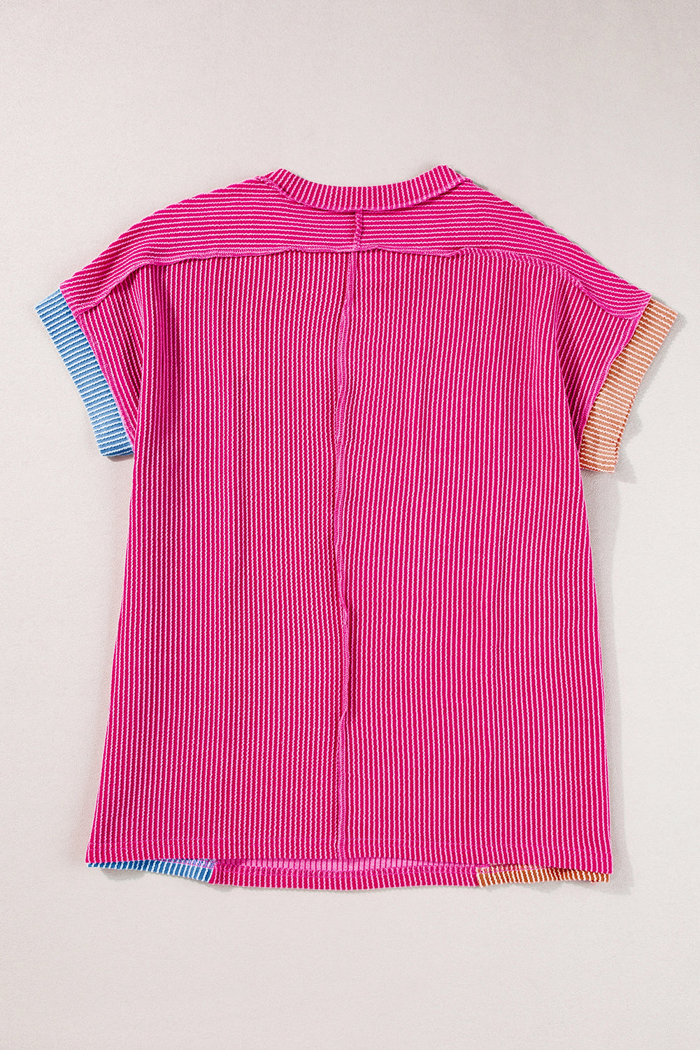 Multicolor Textured Colorblock Crew Neck T Shirt