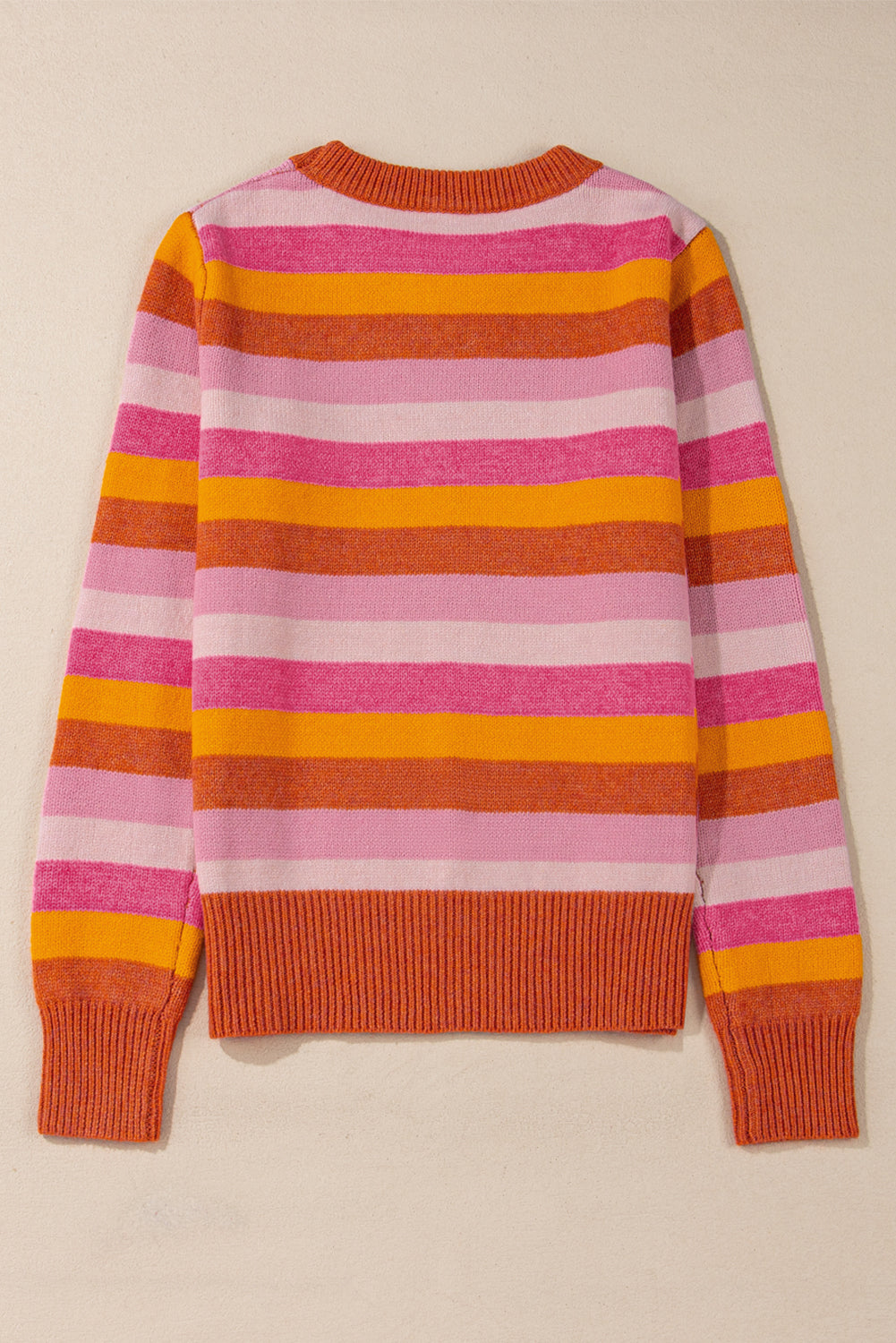 Color Block Ribbed Edge Round Neck Sweater