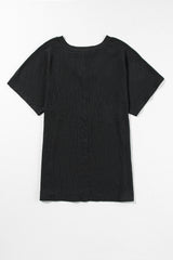 Sapphire Crinkled V Neck Wide Sleeve T-shirt