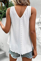 Multicolor Lace Crochet Splicing V Neck Loose Fit Tank Top