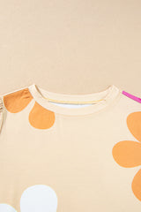 Flower Print Bubble Sleeve Tee