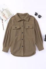 Turn Down Collar Buttoned Shirt Jacket