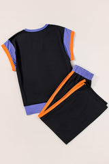 Multicolor Color Block Detail Casual Two-piece Set