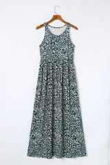 Leopard Print Pocketed Sleeveless Maxi Dress