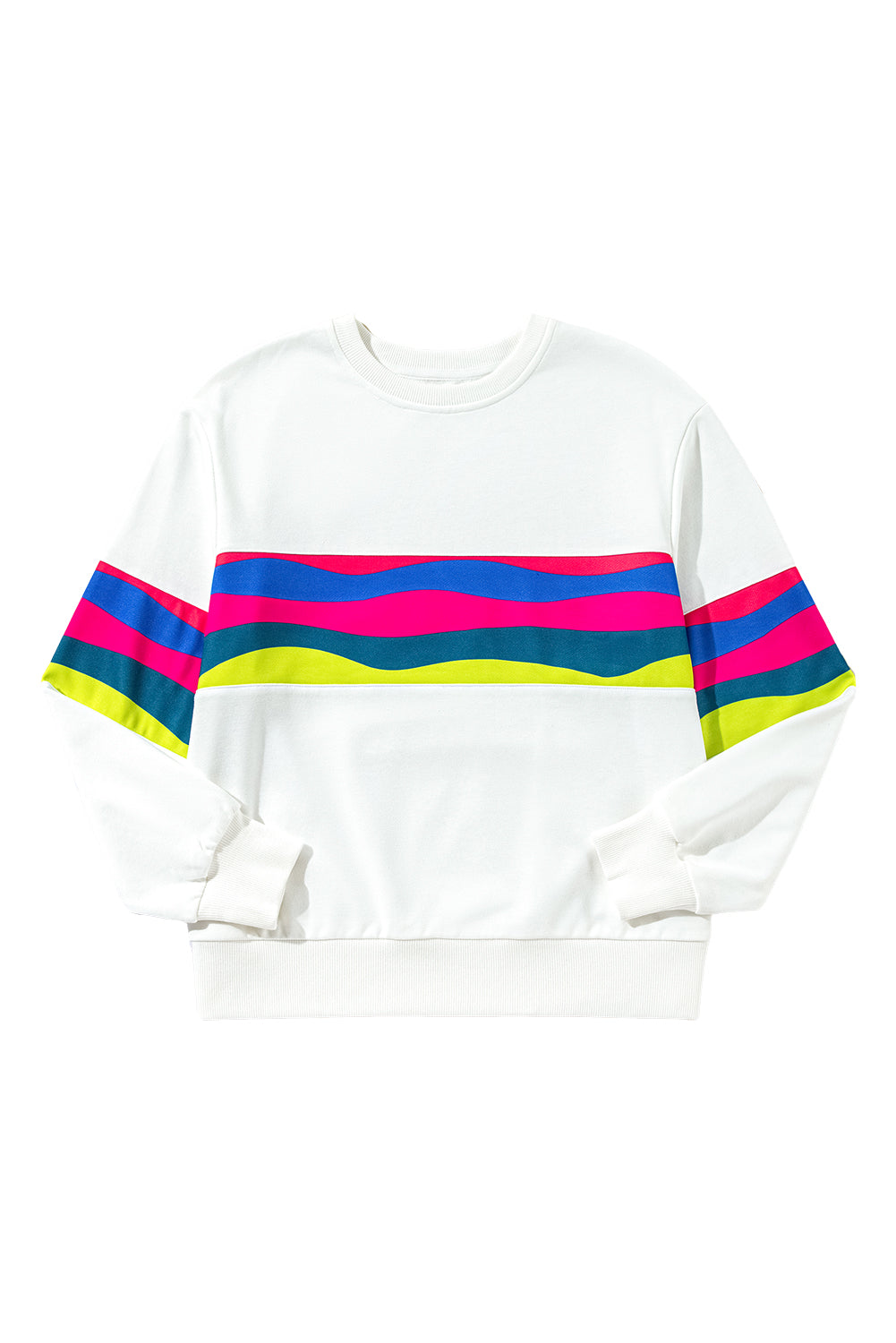 Colorful Striped Accent Long Sleeve T Shirt