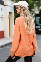 Apricot Ribbed Corded Oversized Sweatshirt