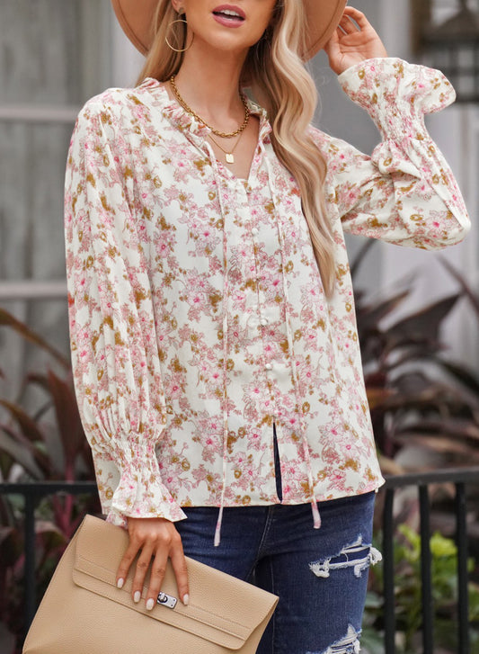 Multicolor Floral Smocked Blouse