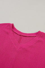 Sapphire Crinkled V Neck Wide Sleeve T-shirt