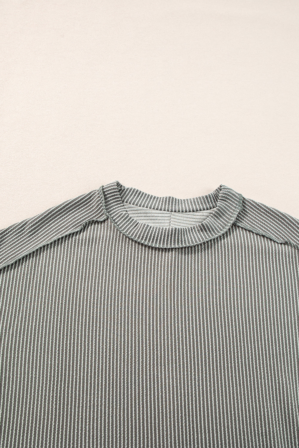 Textured Knit Exposed Stitching T-shirt