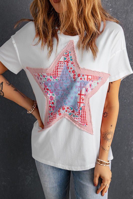 Women's Star Patchwork Loose T-shirt