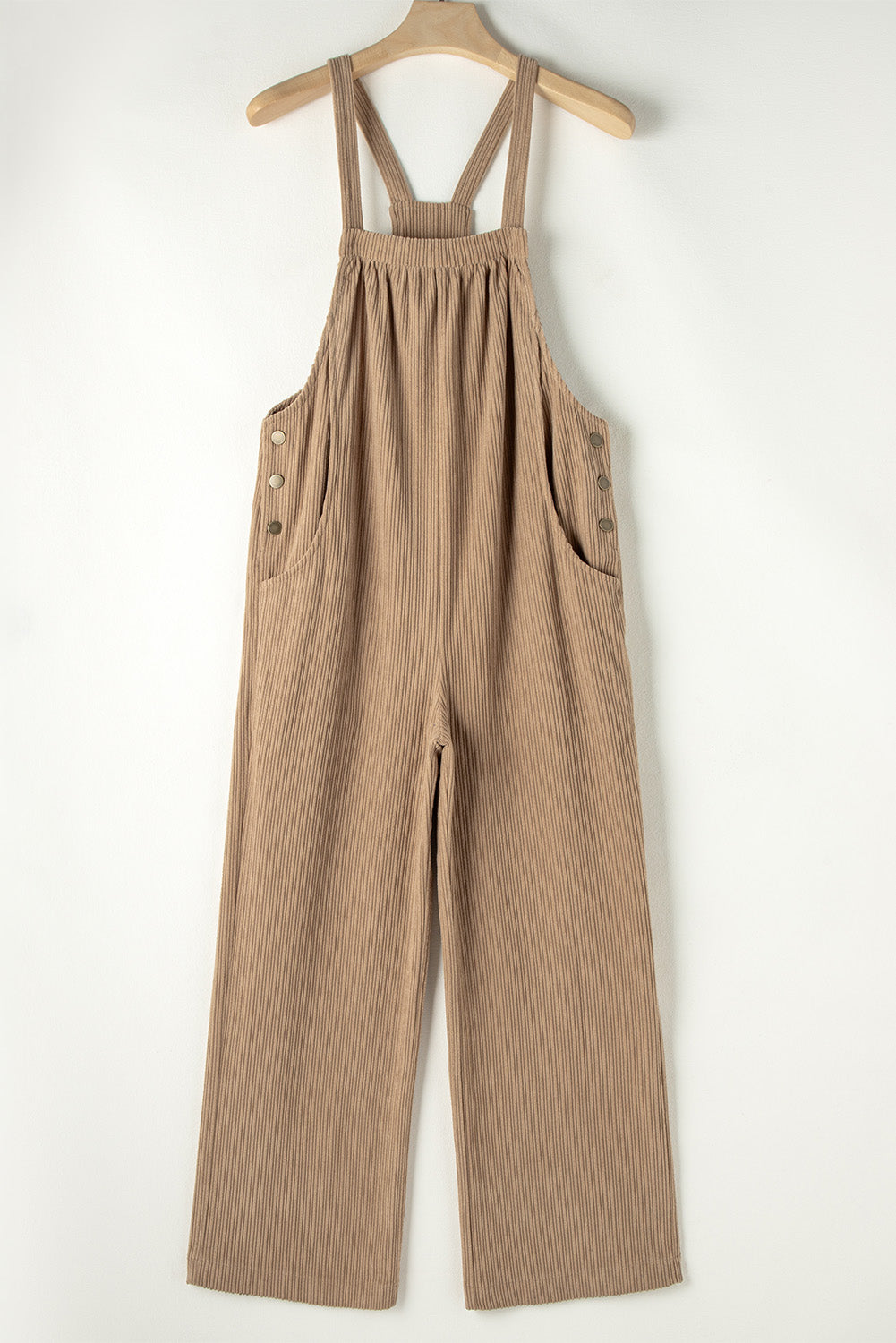 Solid Pocketed Corduroy Overalls for Everyday Wear