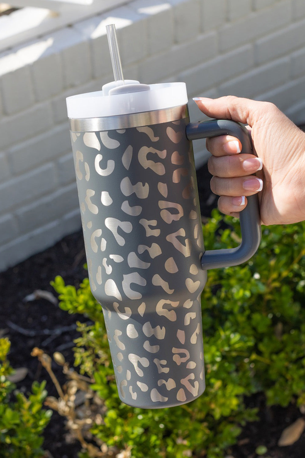 Leopard Print 40OZ Stainless Steel Portable Cup with Handle