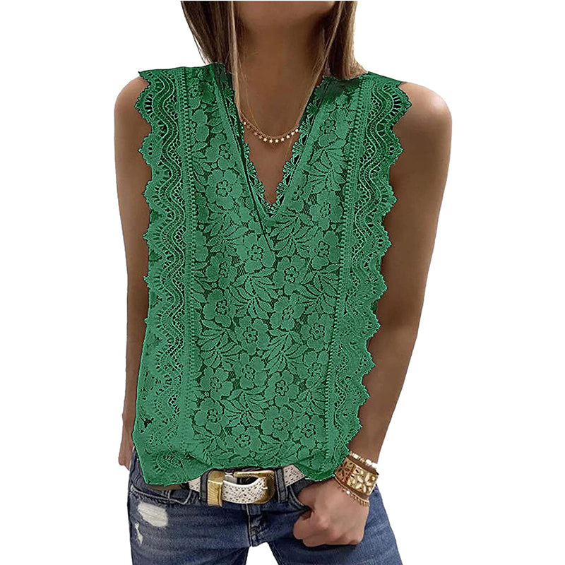 Lace Vest V-neck Sleeveless Top