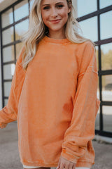 Apricot Ribbed Corded Oversized Sweatshirt