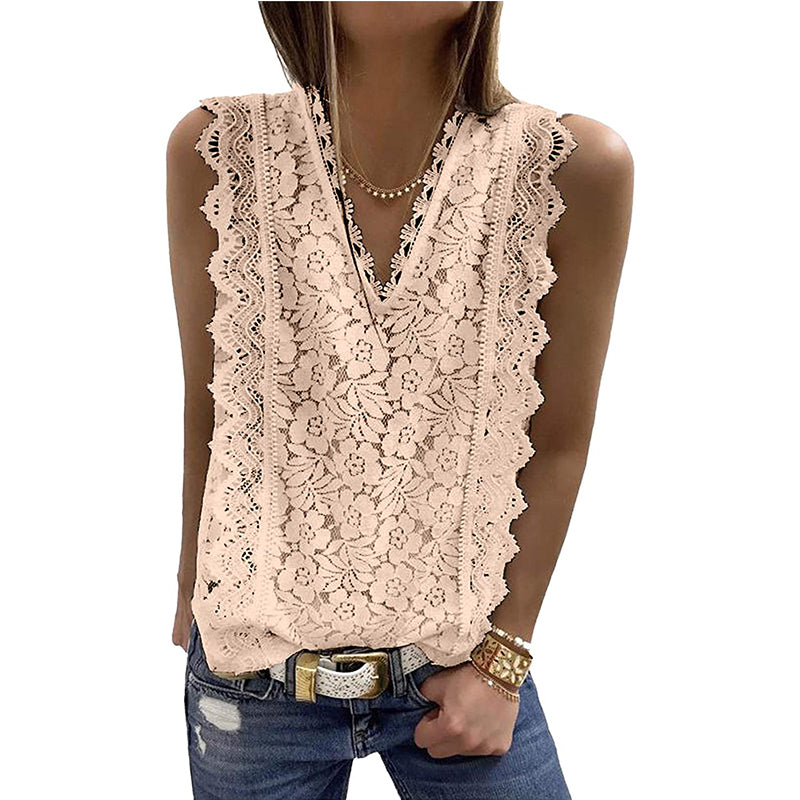 Lace Vest V-neck Sleeveless Top