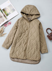 Split Long Sleeve Cotton-padded Jacket Warm Hooded Coat